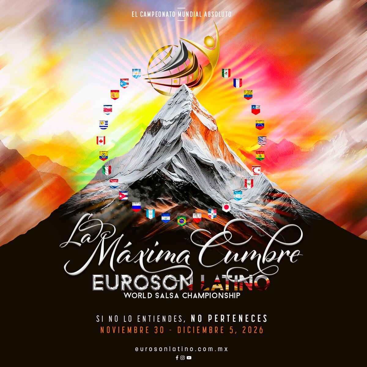 Cartel oficial de Euroson Latino World Salsa Championship 2026 en Cancún